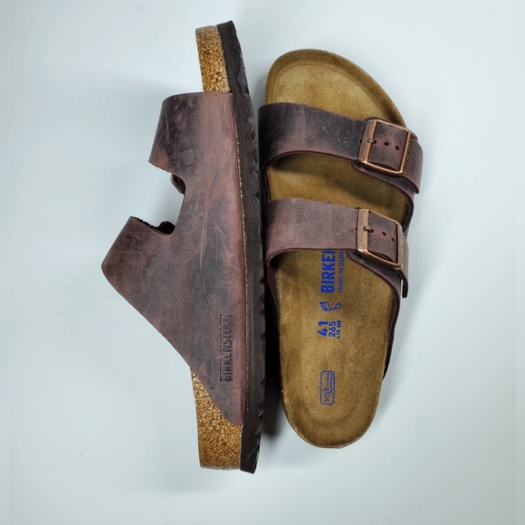 New Birkenstock Arizona Habana Brown Leather Sandals - Picture 3 of 4